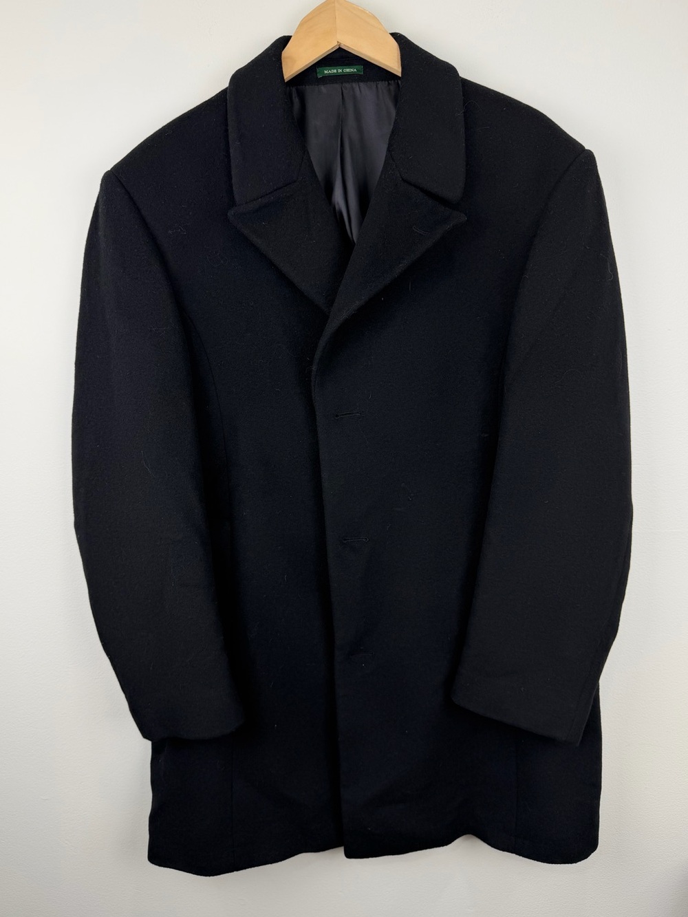 Lauren Ralph Lauren Y2K Black Wool Overcoat 42R Quiet Luxury